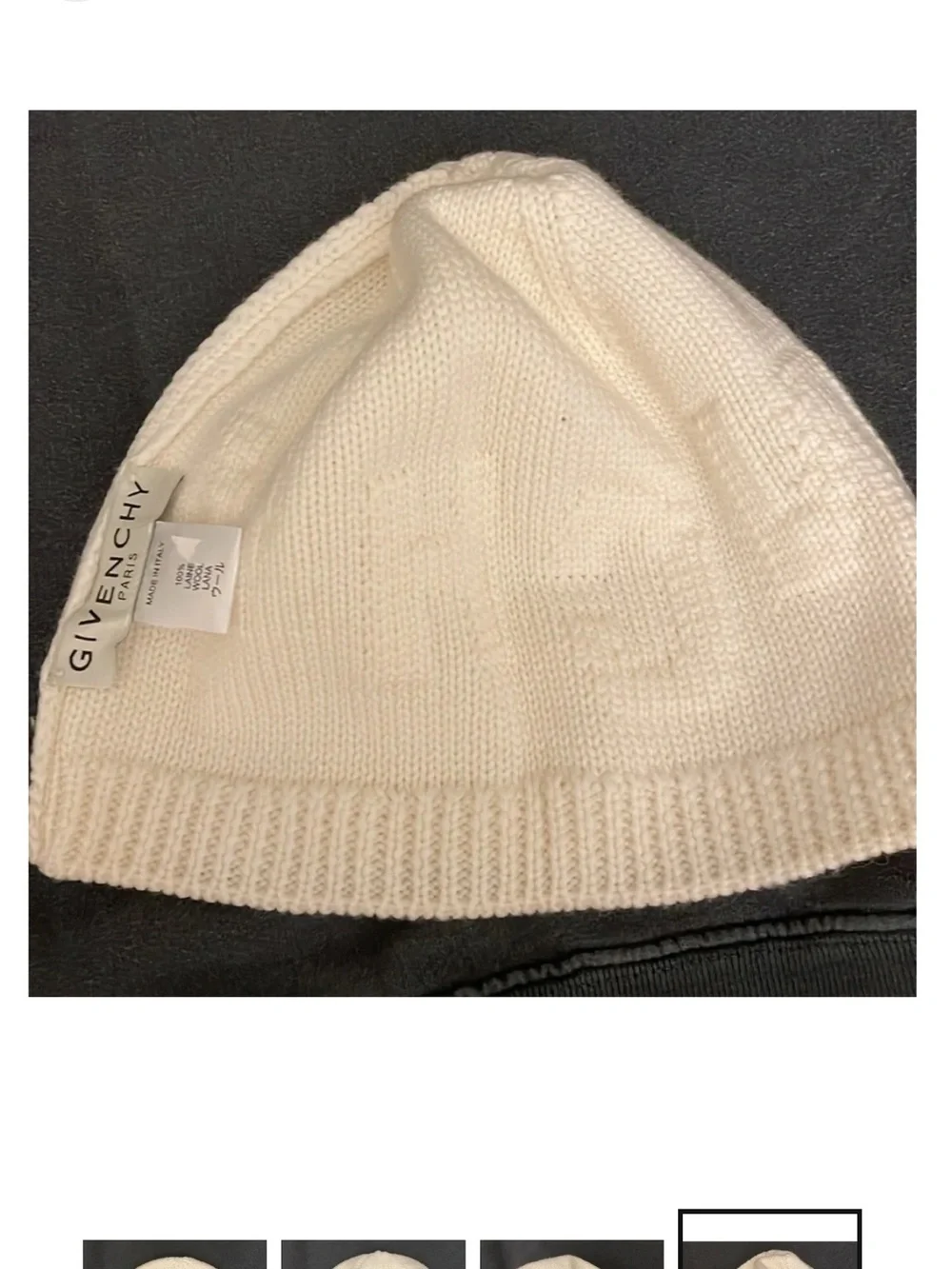 Givenchy Kids Cream Knit Beanie with Embossed Logo